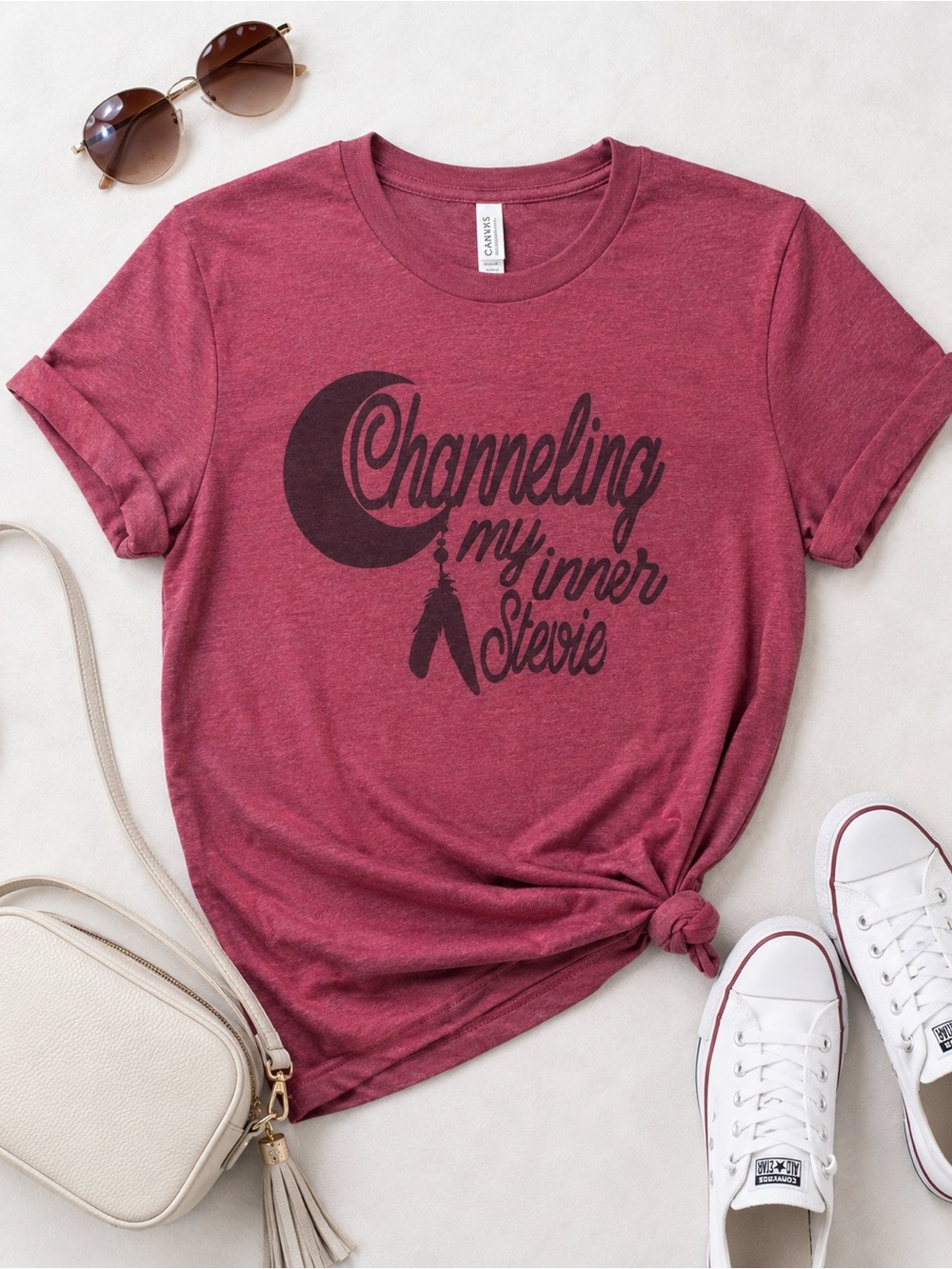 Bella Canvas Burgundy 'Channeling My Inner Stevie' Graphic Tee
